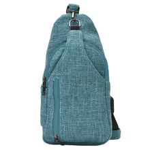 Load image into Gallery viewer, Anti-theft day crossbody sling daypack teal tweed available for a monogram