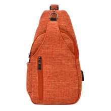 Load image into Gallery viewer, Anti-theft day crossbody sling daypack orange tweed available for a monogram