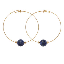 Load image into Gallery viewer, &LIVY Gemstone Hoop Earrings | Blue Sodalite