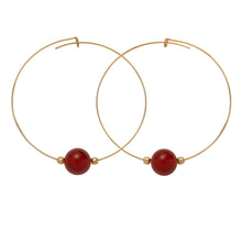 Load image into Gallery viewer, &LIVY Gemstone Hoop Earrings | Carnelian