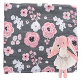 Load image into Gallery viewer, Stephen Joseph - Muslin Blanket & Stuffed Animal - Charcoal Flower/Bunny