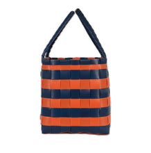 Load image into Gallery viewer, Handed By - Spirit Dark Blue/Orange Stripes Recycled Tote