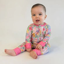 Load image into Gallery viewer, Long Sleeve Zip PJ's by Goosies - 12-18 months Flower Fields