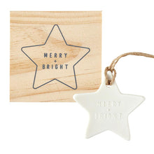 Load image into Gallery viewer, Ceramic Ornament in Gift Box | Merry & Bright Star