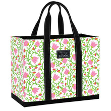 Load image into Gallery viewer, Tote bag with floral pattern and Scout logo on a white background