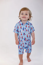 Load image into Gallery viewer, Short Sleeve Polo Romper by Goosies - Sail Away
