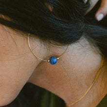 Load image into Gallery viewer, &amp;LIVY Gemstone Hoop Earrings | Blue Sodalite
