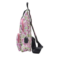 Load image into Gallery viewer, NEW! Nupouch Anti Theft Day Pack Large:  Pink &amp; Green Floral
