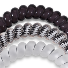 Load image into Gallery viewer, Spiral Hair Coils | Small | Silver Flames Hair Ties
