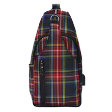 Load image into Gallery viewer, Anti-theft day crossbody sling daypack classic red tartan available for a monogram
