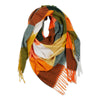 Hadley Wren - Fringed Plaid Blanket Scarf - Orange/Green