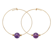 Load image into Gallery viewer, &amp;LIVY Gemstone Hoop Earrings | Amethyst
