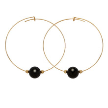 Load image into Gallery viewer, &amp;LIVY Gemstone Hoop Earrings | Black Onyx
