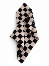 Load image into Gallery viewer, Phufy® Bliss Checkerboard Mini Blanket - Black &amp; Cocoa
