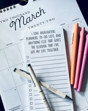 Load image into Gallery viewer, Magnetic List Pad - I love highlighters and planners
