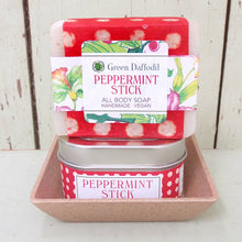 Load image into Gallery viewer, Peppermint Stick Candle &amp; Soap Dish Kit Holiday  - Gift Set

