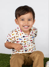 Load image into Gallery viewer, Short Sleeve Polo Shirt by Goosies - 3T Varsity Flags
