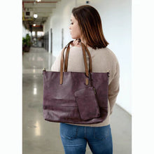 Load image into Gallery viewer, Joy Susan - 2-in-1 Brushed Tote - Aubergine
